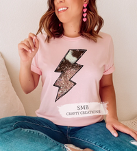 Load image into Gallery viewer, Cowhide/Shimmer Lightning Bolt