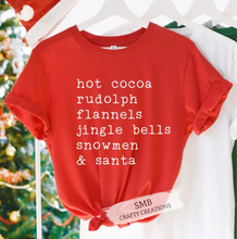 Load image into Gallery viewer, Hot Cocoa Rudolph Flannels Jingle Bells Snowmen & Santa
