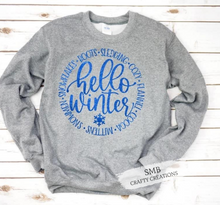 Load image into Gallery viewer, Hello Winter - Blue Glitter Writing