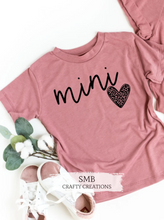 Load image into Gallery viewer, Mini with leopard heart - Black Writing - Youth/Toddler