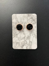 Load image into Gallery viewer, 12mm Black Druzy Earrings
