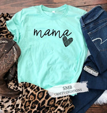 Load image into Gallery viewer, Mama with leopard heart - Black Writing
