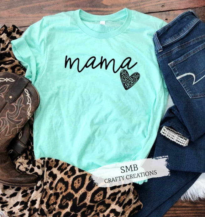 Mama with leopard heart - Black Writing