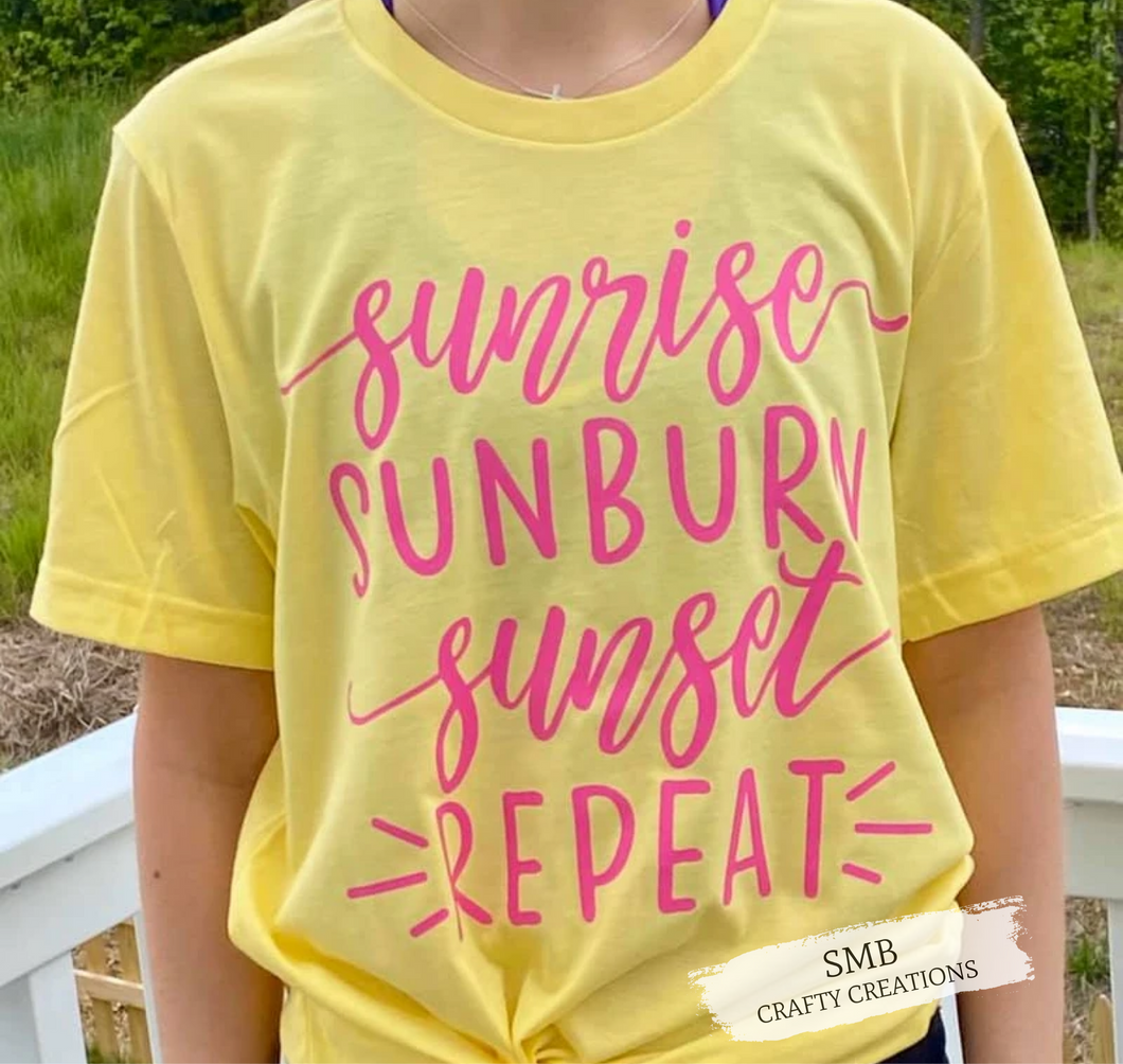 Sunrise Sunburn Sunset Repeat - Hot Pink Writing